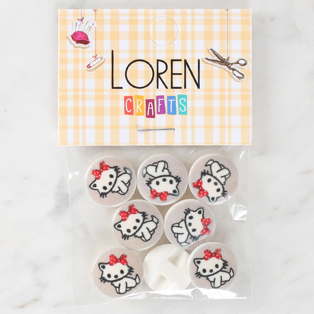 Loren Crafts 8'li Kedi Düğme - 1069